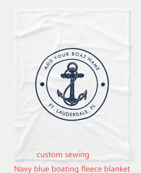 navy blue boat fleece blanket